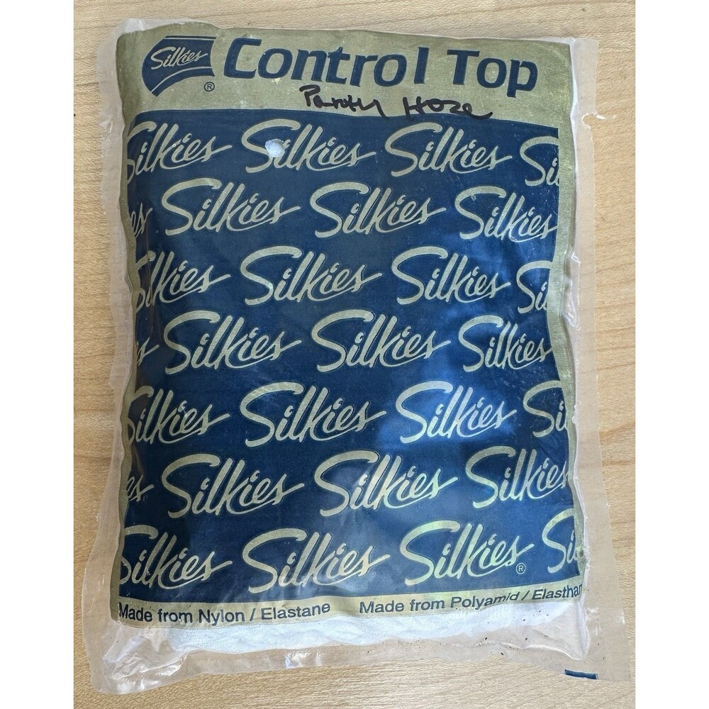Vintage NOS Silkies Control Top Pantyhose Support Leg Medium WHITE Made in USA